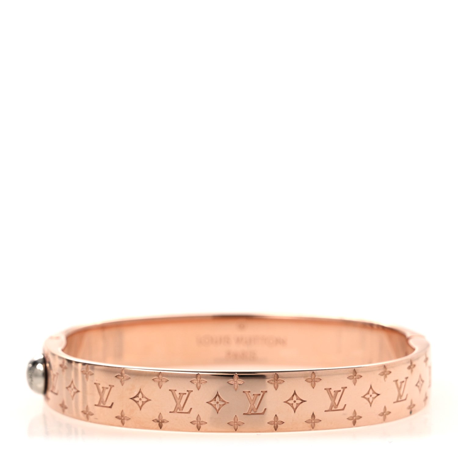 Louis Vuitton Brass Monogram Nanogram Cuff S Pink Gold 3 of 6