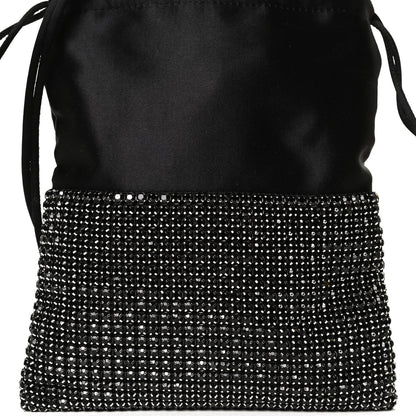 Alexander Wang Satin Crystal Rhinestone Ryan Mini Drawstring Bag Black 7 of 9