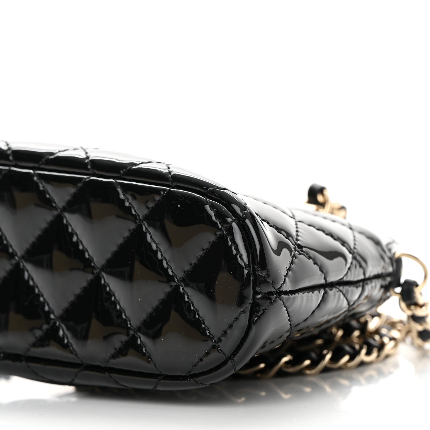 Chanel Patent Calfskin Quilted Shiny Coco Clutch With Chain Black 10 of 12