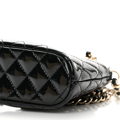 Chanel Patent Calfskin Quilted Shiny Coco Clutch With Chain Black 10 of 12