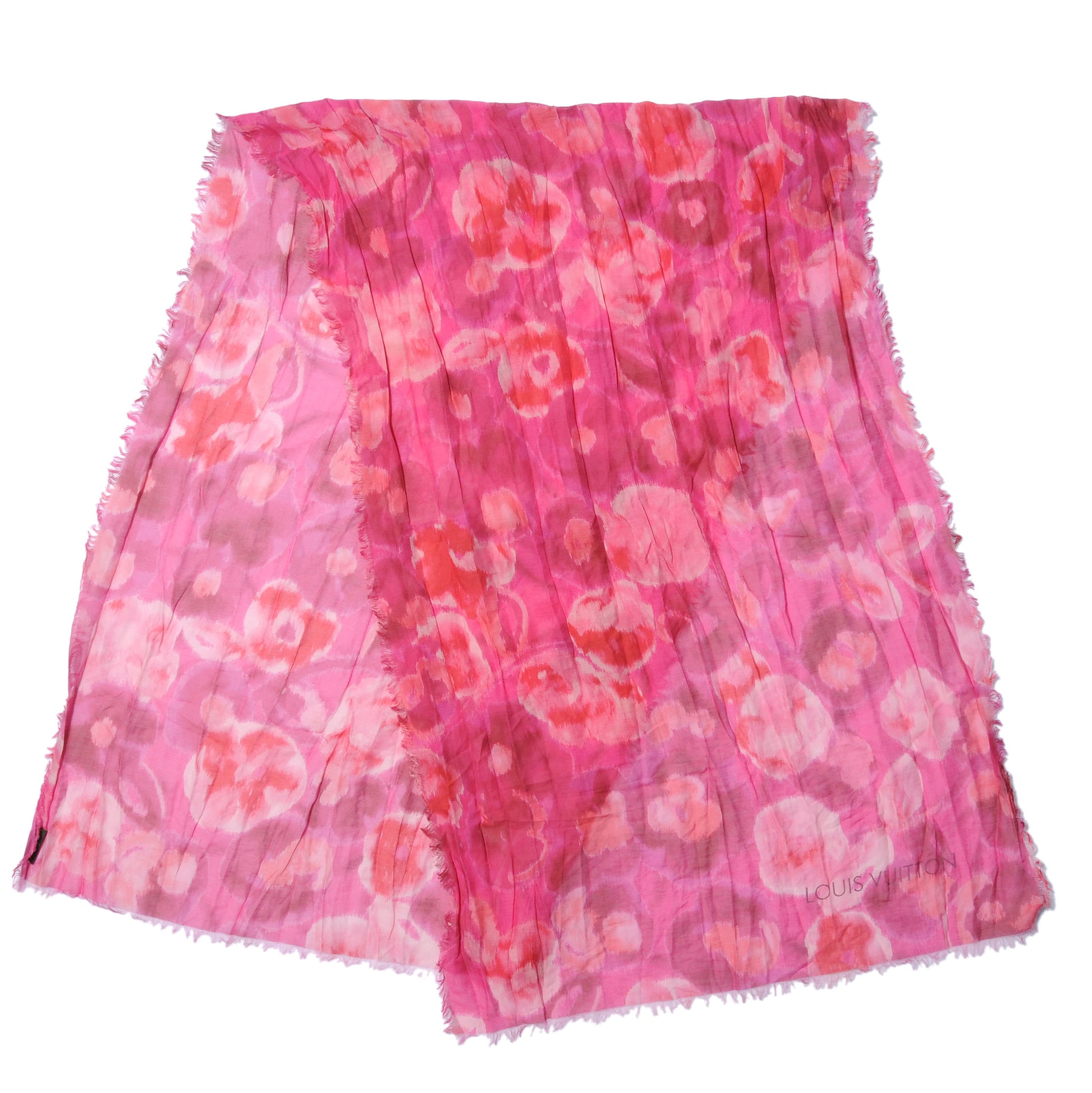 Louis Vuitton Cotton Silk Ikat Pareo Scarf Rose Indien 4 of 7
