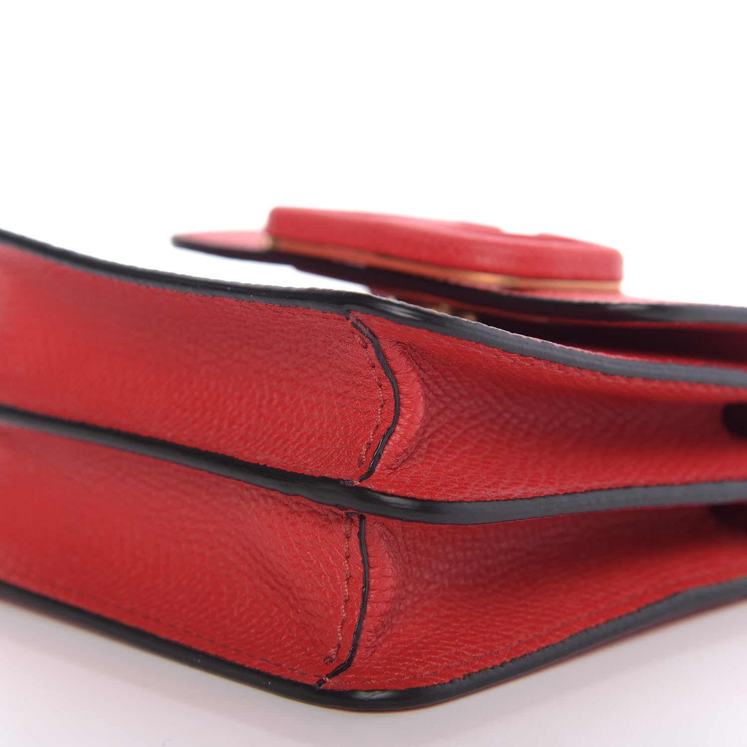 Valentino Garavani Grainy Calfskin Vlogo Compact Wallet with Chain Rouge Pur 7 of 8