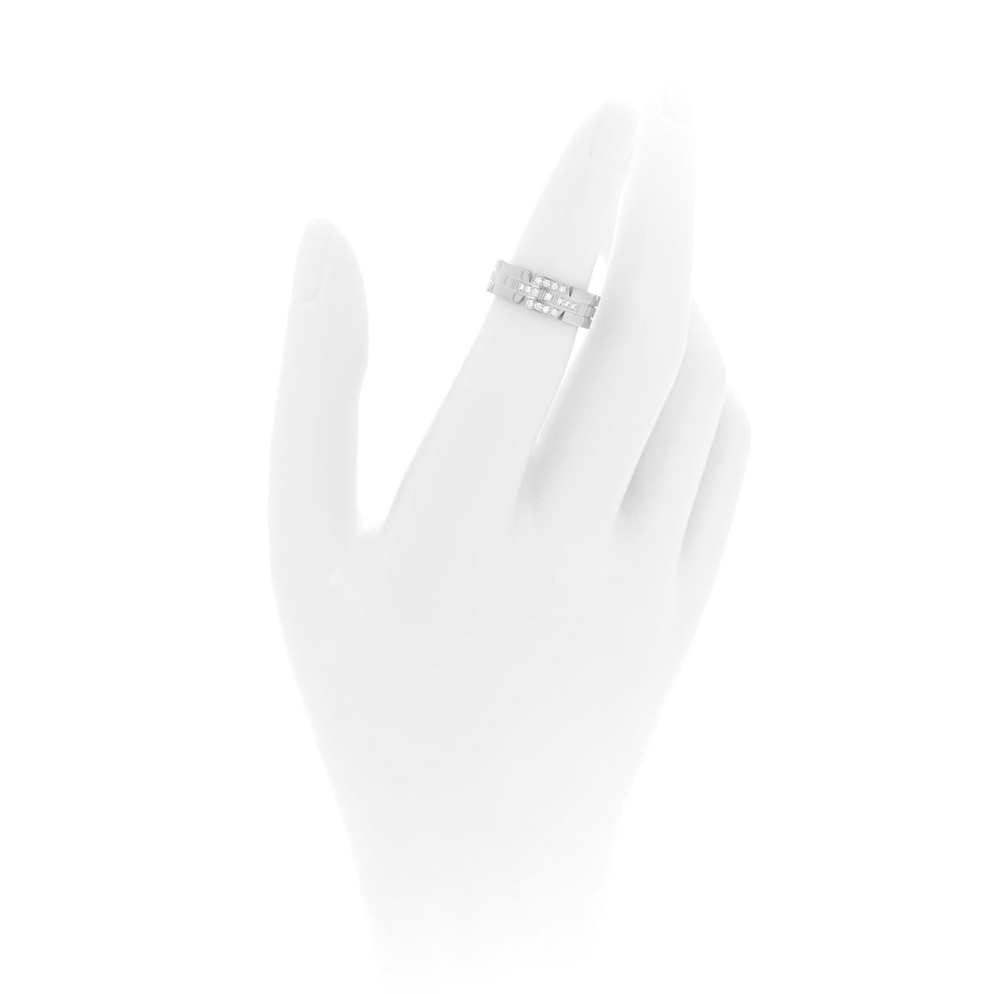 18K White Gold Diamond 6mm Tank Francaise Band Ring 48 4.5