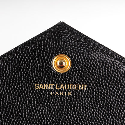 Saint Laurent Grain De Poudre Matelasse Chevron Monogram Chain Wallet Black 7 of 7