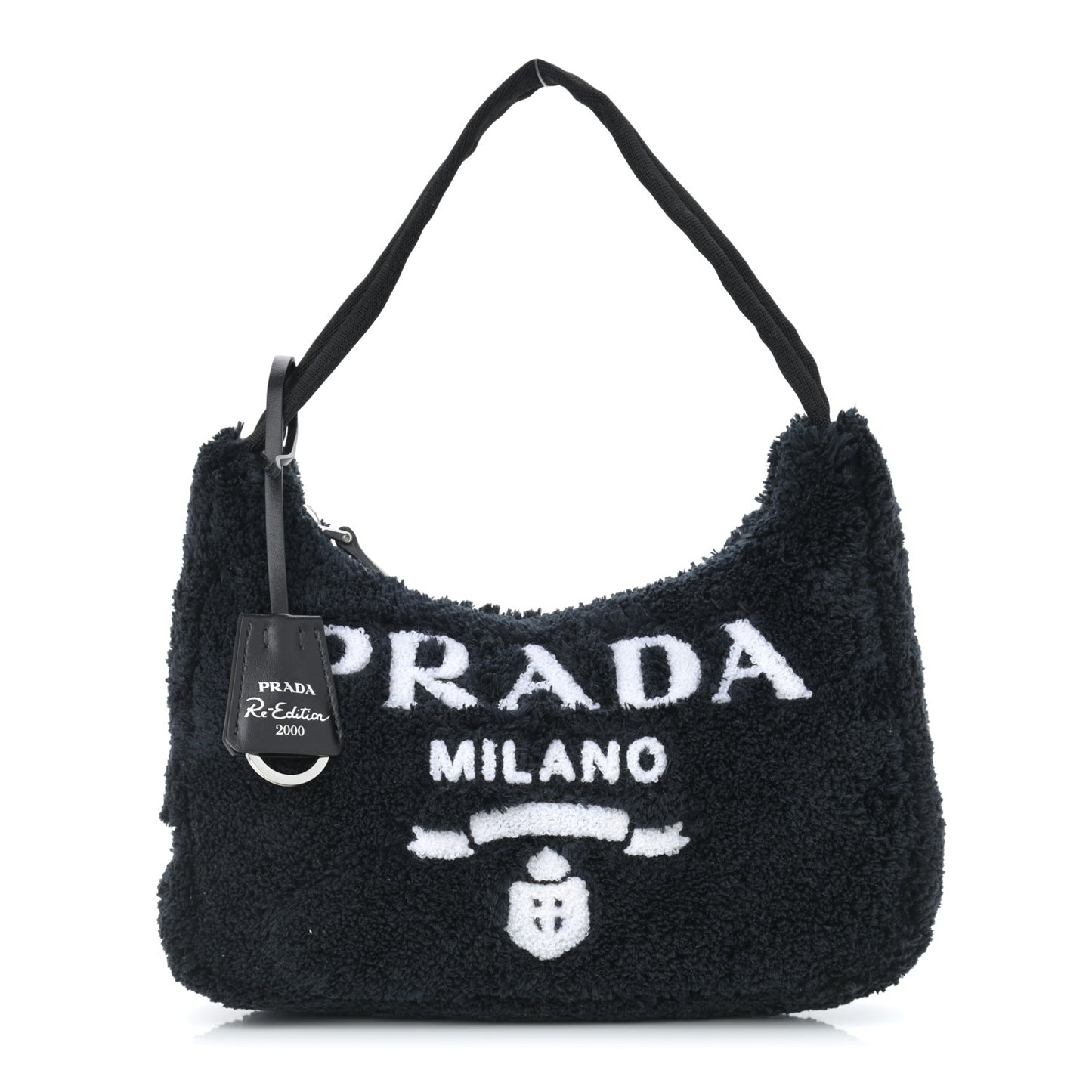 Terry Cloth Mini Re-Edition 2000 Bag Black White