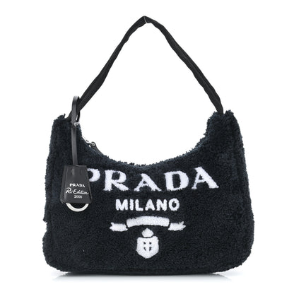 Prada Terry Cloth Mini Re-Edition 2000 Bag Black White 1 of 9