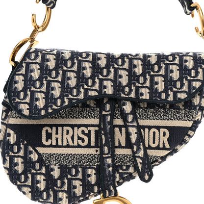 Christian Dior Oblique Embroidered Saddle Bag Blue 7 of 10