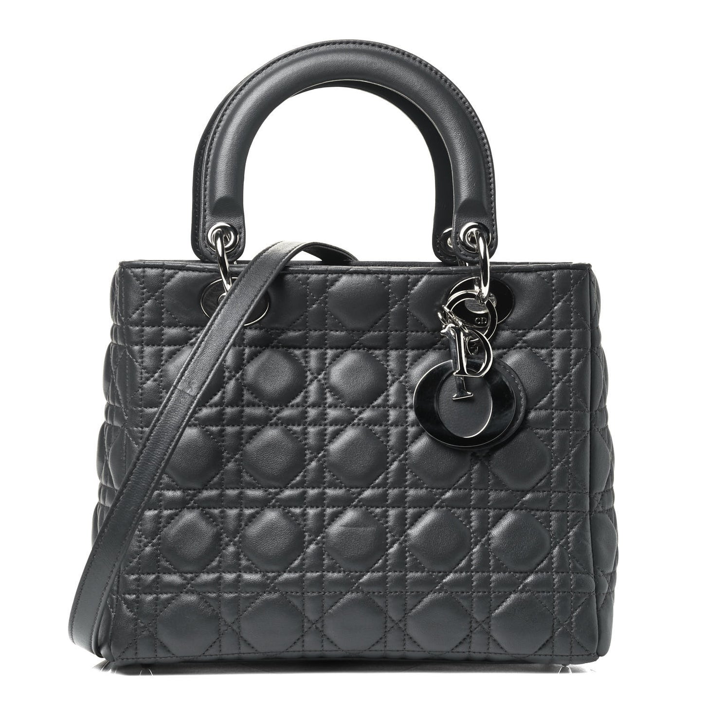 Lambskin Cannage Medium Lady Dior Grey