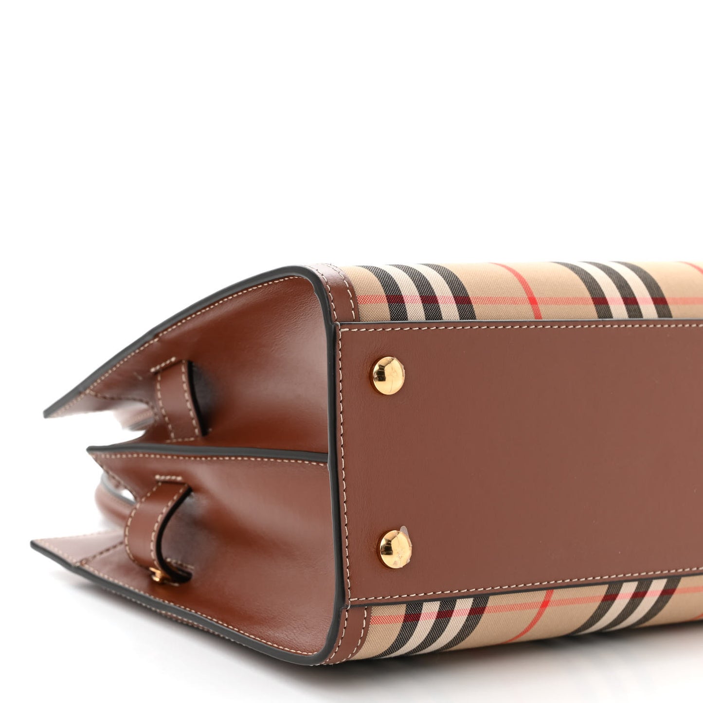 Calfskin Vintage Check Mini Two Handle Title Bag Archive Beige