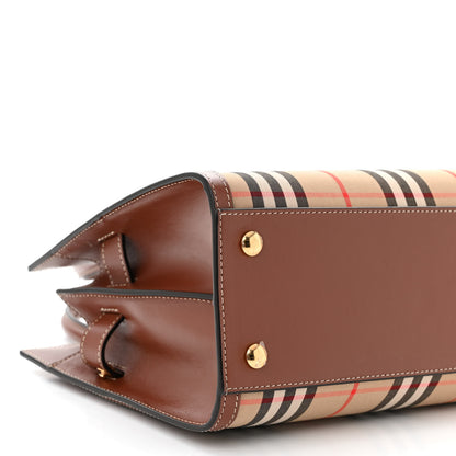 Burberry Calfskin Vintage Check Mini Two Handle Title Bag Archive Beige 8 of 10