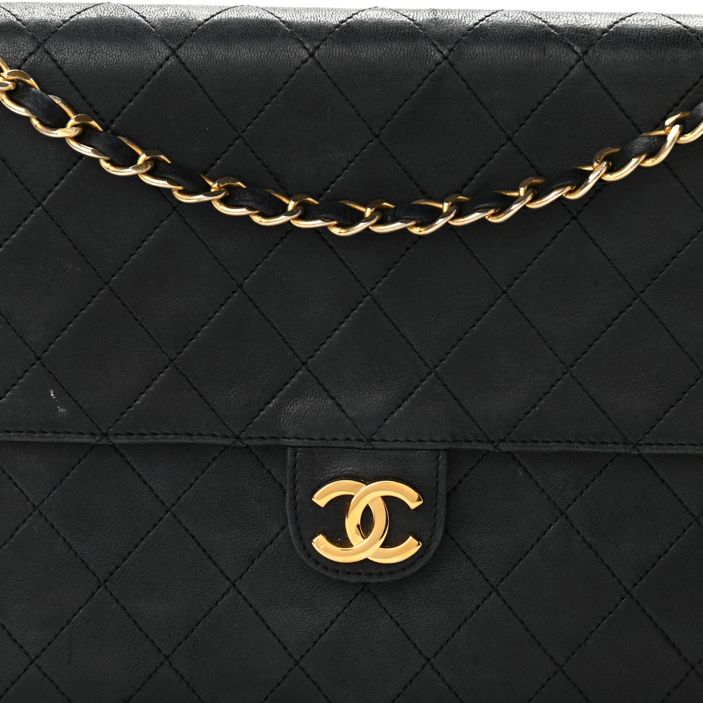 Lambskin Quilted Small Single Flap Black
