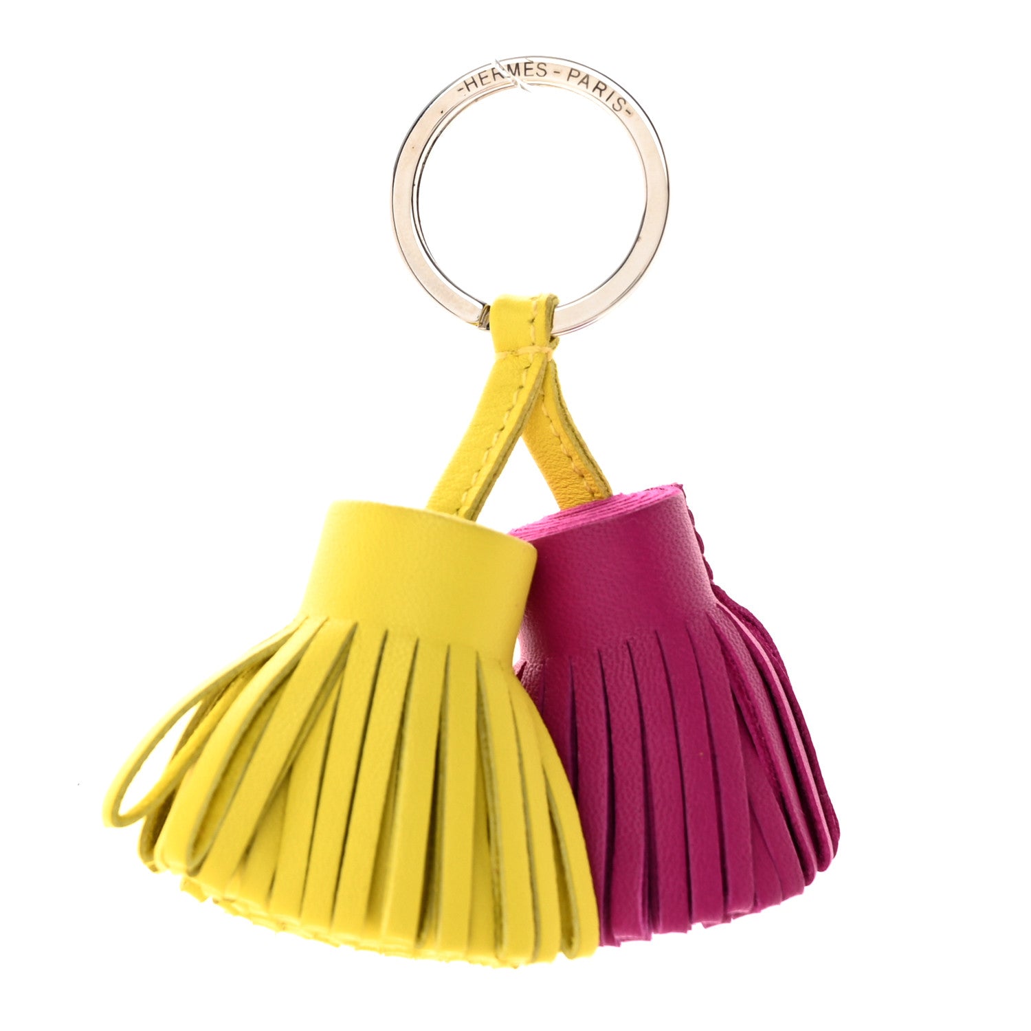 Hermes Lambskin Carmen Uno-Dos Key Holder Lime Rose Pourpre 1 of 5