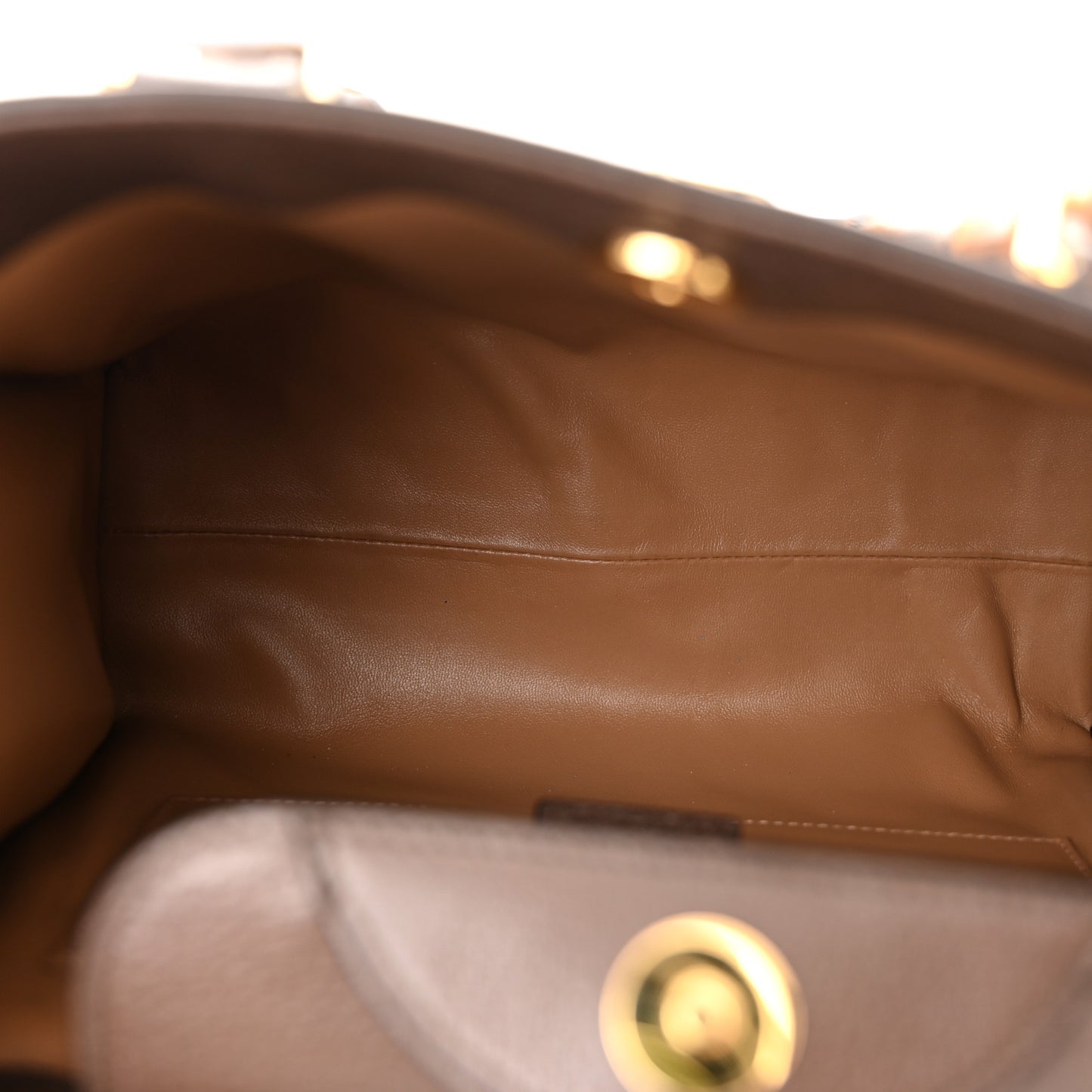 Monogram Jumbo GG Textured Dollar Calfskin Small Diana Tote Bag Camel Ebony New Acero