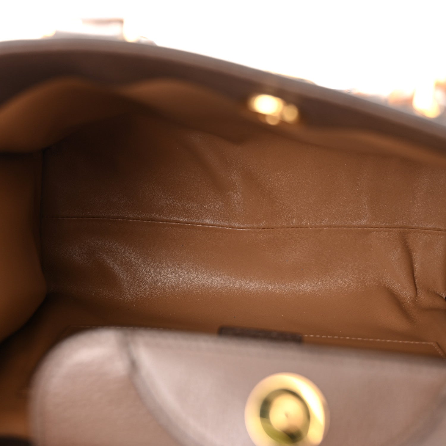 Gucci Monogram Jumbo GG Textured Dollar Calfskin Small Diana Tote Bag Camel Ebony New Acero 6 of 12