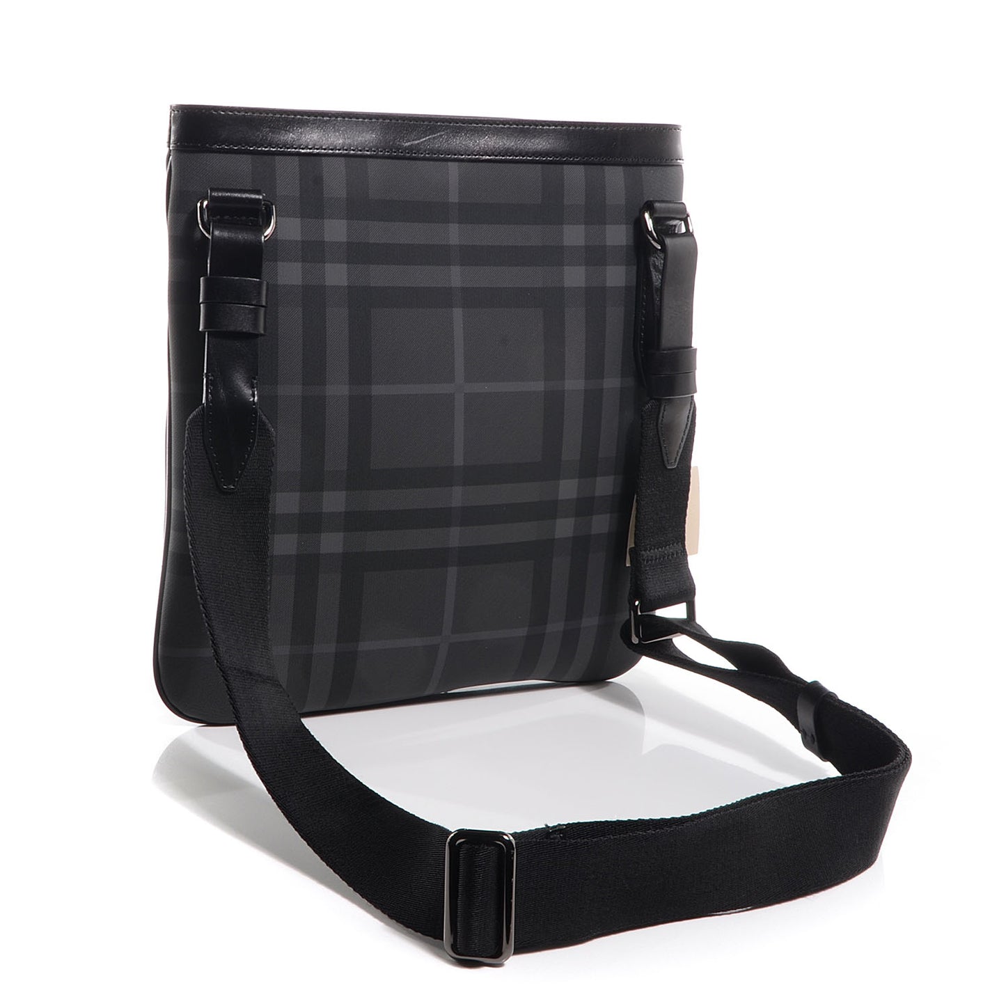 London Check Turin Flat Crossbody Messenger Bag Charcoal