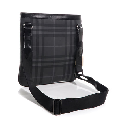Burberry London Check Turin Flat Crossbody Messenger Bag Charcoal 3 of 10