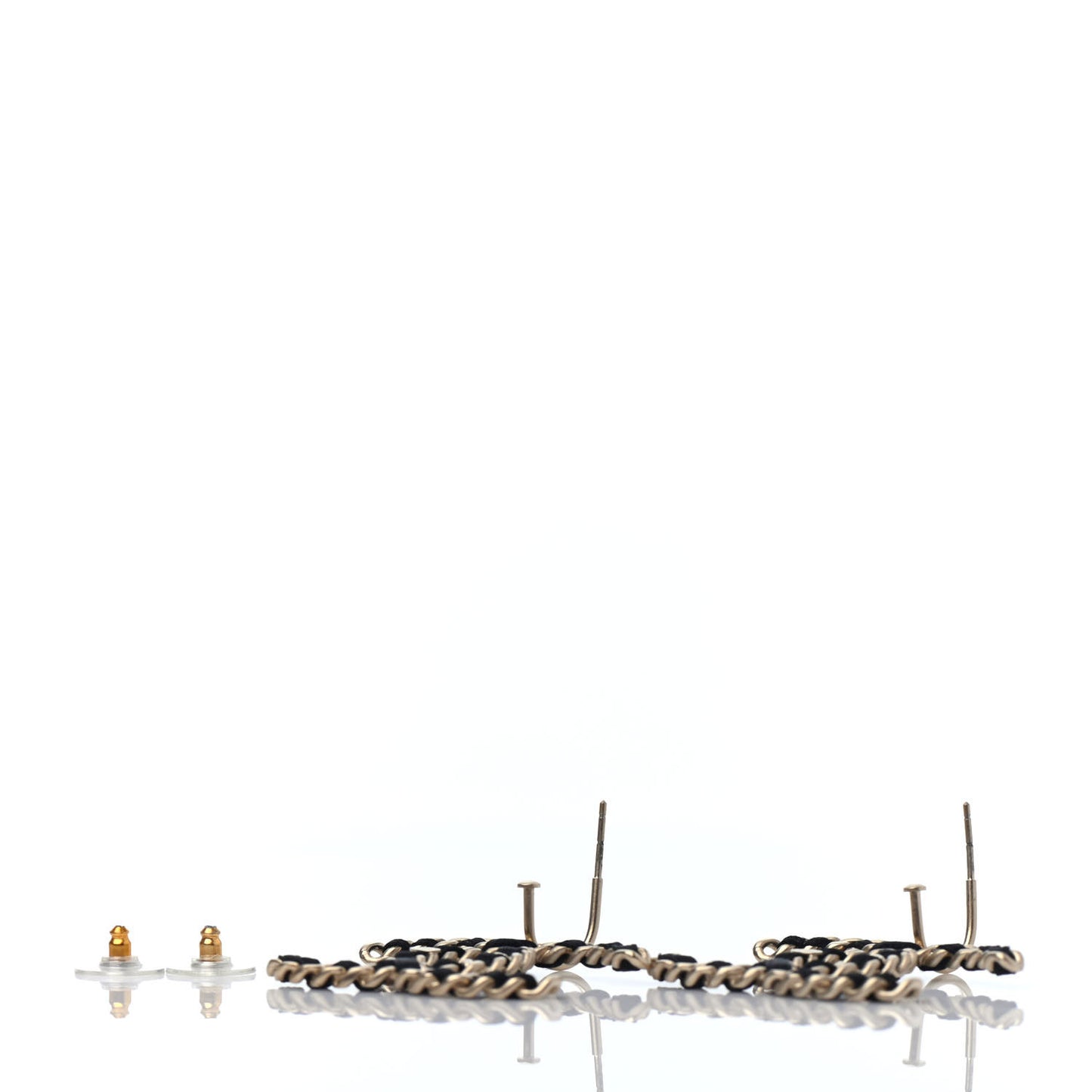 CC Chain Earrings Light Gold Black