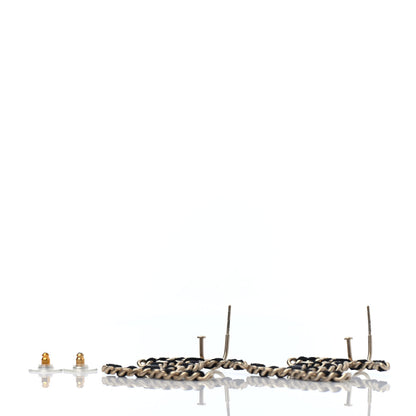 Chanel CC Chain Earrings Light Gold Black 3 of 4