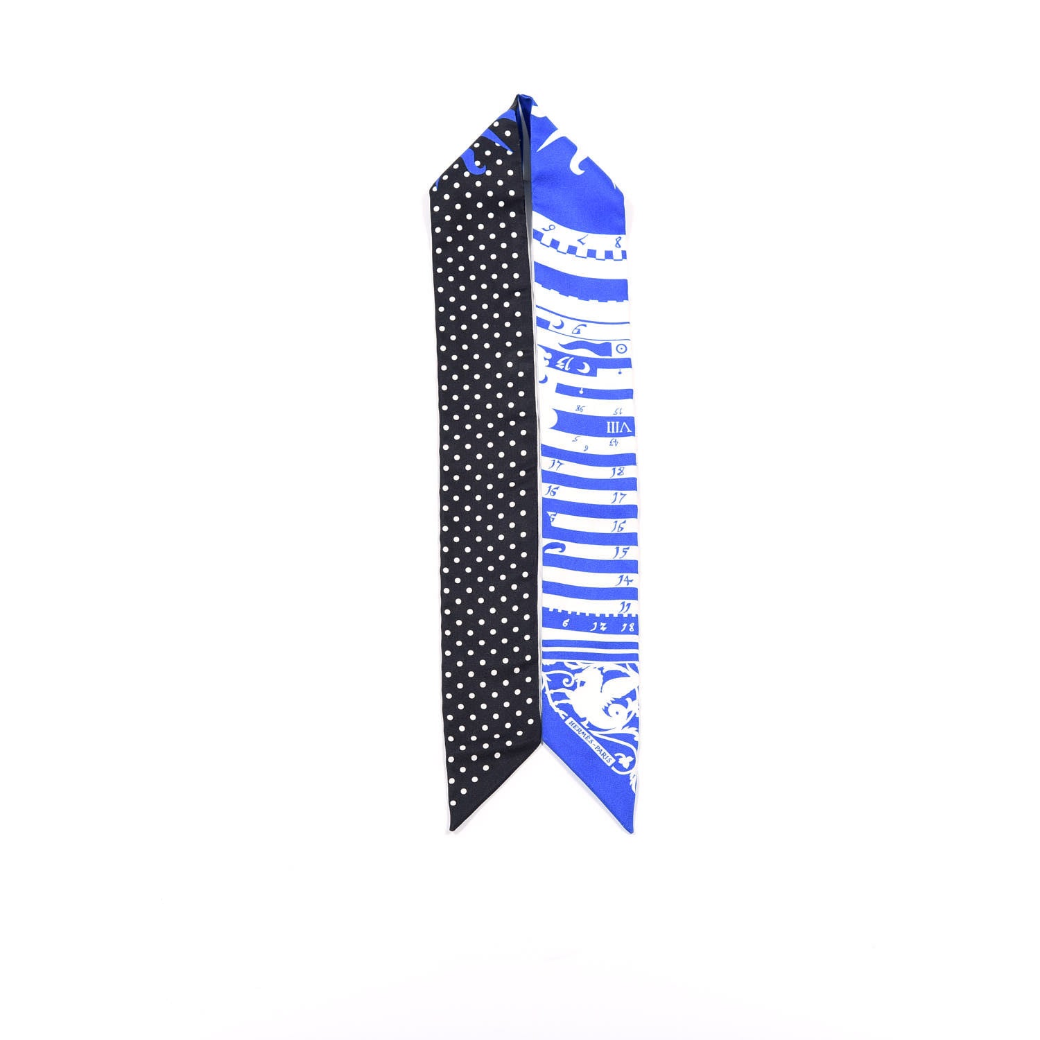 Hermes Silk Astrologie a Pois Twilly Bleu Royal Black White 2 of 4