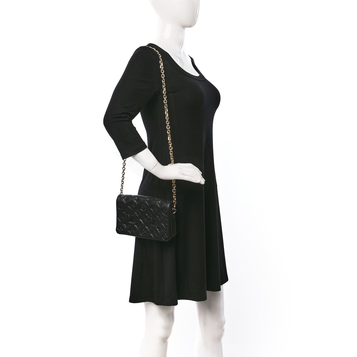 Lambskin Embossed Monogram Pochette Coussin Black