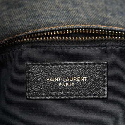 Saint Laurent Denim Quilted Small Loulou Puffer Monogram Chain Satchel Blue Cinnamon 6 of 10