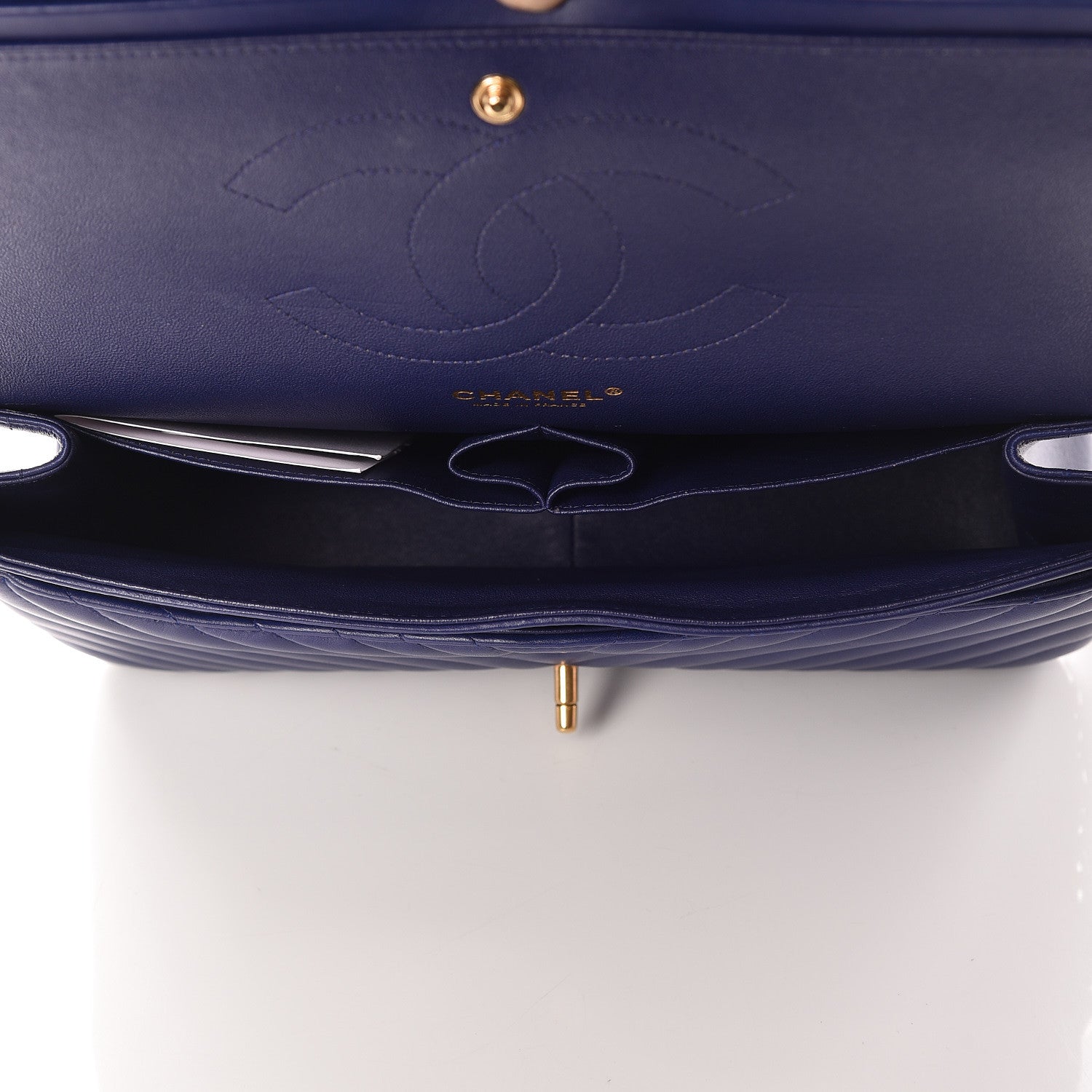 Chanel Lambskin Chevron Quilted Jumbo Double Flap Blue 7 of 18
