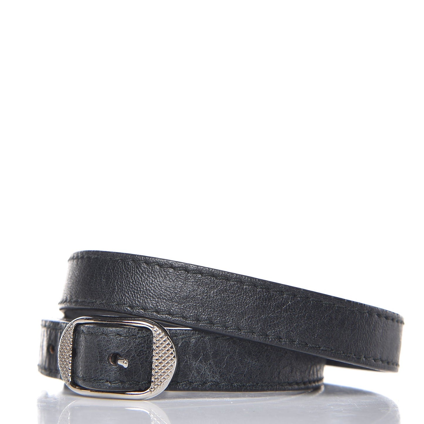 Agneau Giant Silver Hardware Triple Tour M Bracelet Black