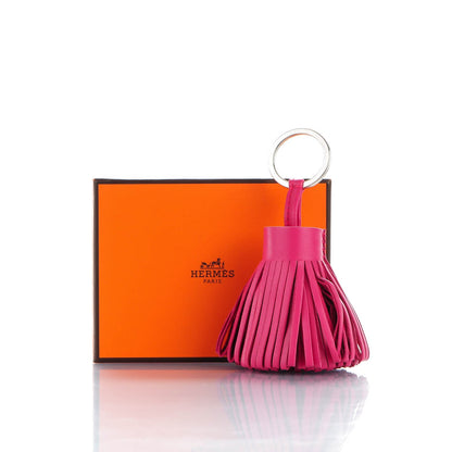 Hermes Lambskin Carmen Tassel Key Holder Rose Shocking 5 of 5