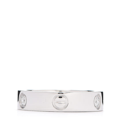 Cartier 18K White Gold 3 Diamond 5.5mm LOVE Ring 61 9.5 3 of 5