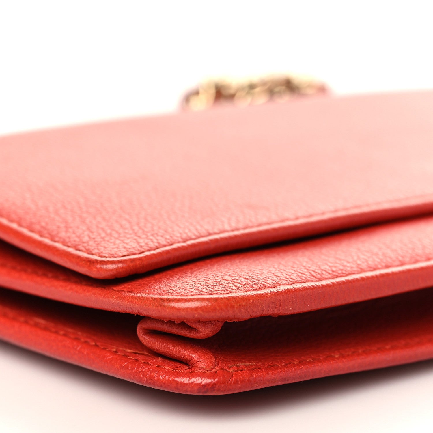 Chanel Goatskin Camellia CC Wallet On Chain WOC Orange 7 of 13