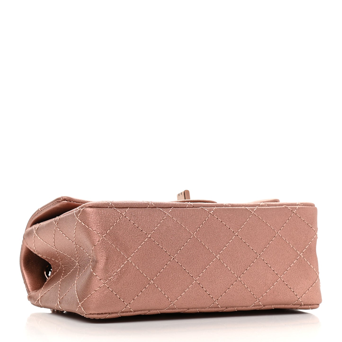 Metallic Grained Calfskin Quilted 2.55 Reissue Mini Flap Copper Pink