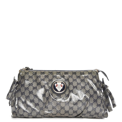 Gucci Crystal Monogram Large Hysteria Clutch Navy Blue 1 of 7