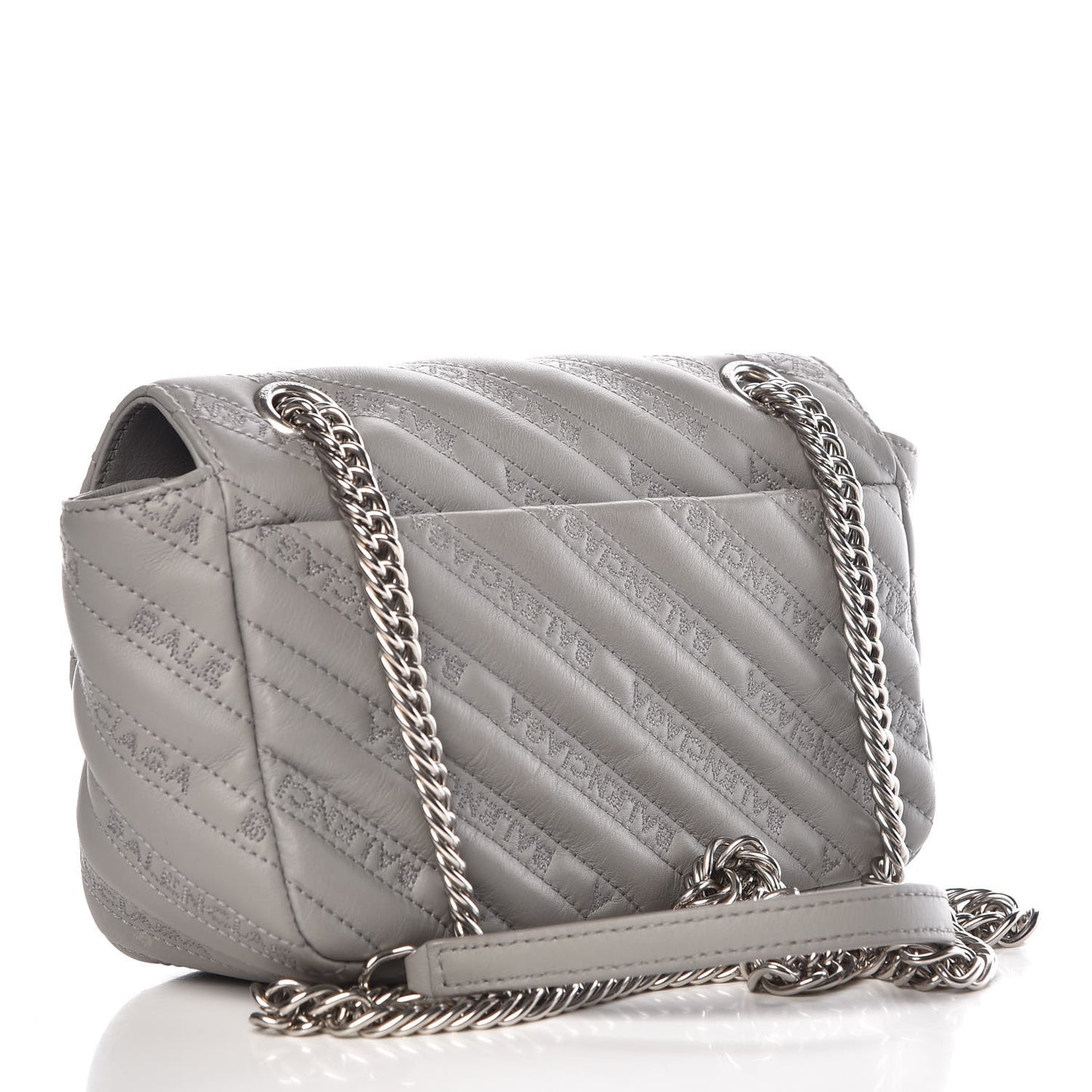 Calfskin Logo Matelasse S BB Round Shoulder Bag Gris Haussmannien