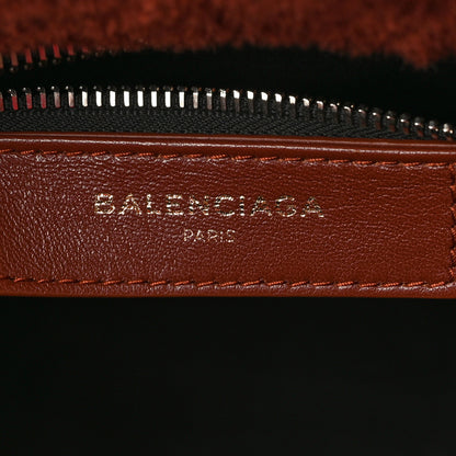 Balenciaga Shearling XS Bazar Shopper Tote Burgundy 6 of 11