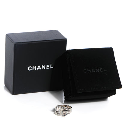 Chanel Crystal Baguette CC Logo Ring Silver 6 5 of 5