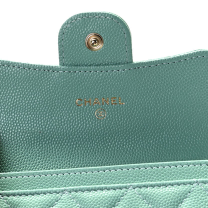 Chanel Caviar Quilted Flap Card Holder Wallet Green 6 of 8