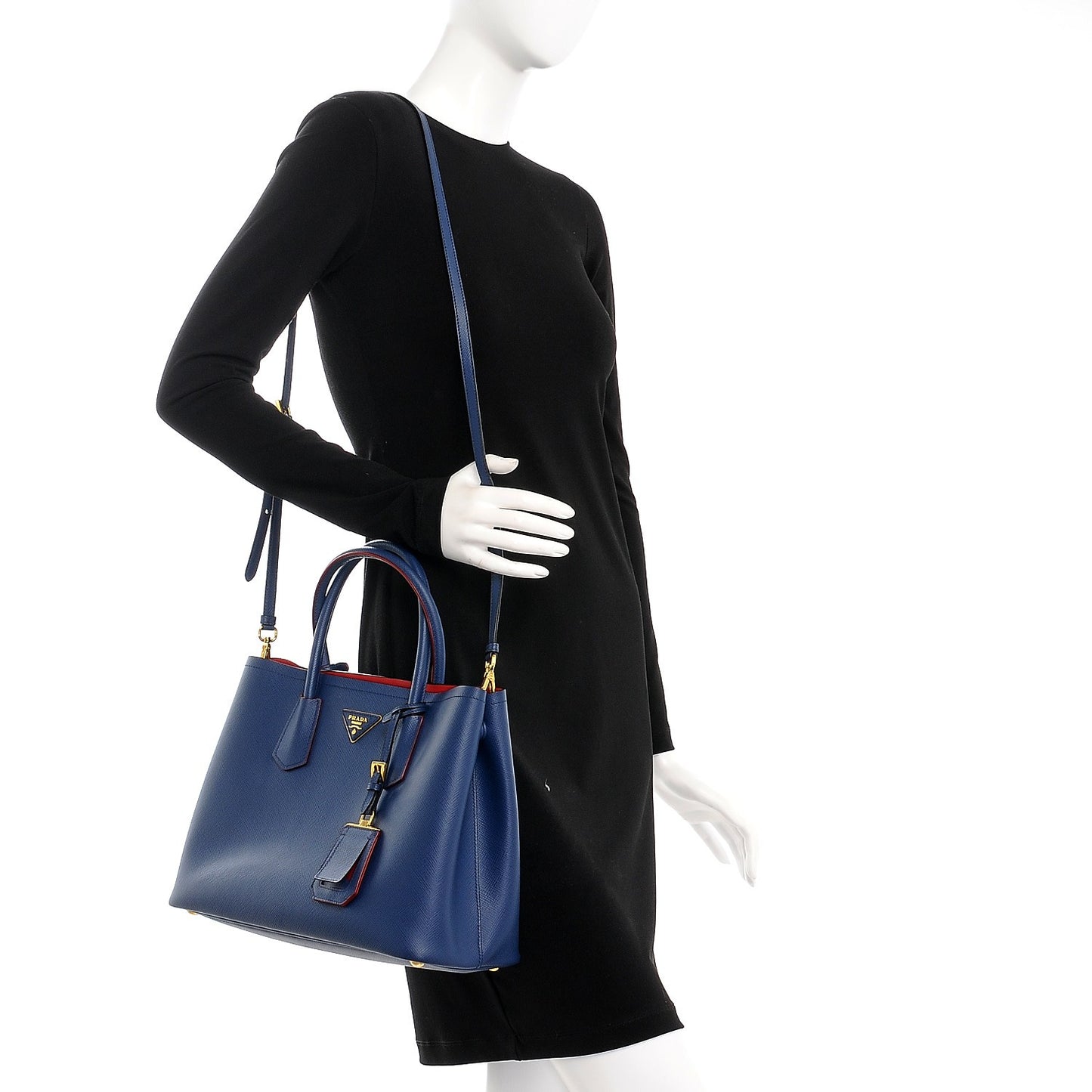 Saffiano Cuir Medium Double Bag Bleuette