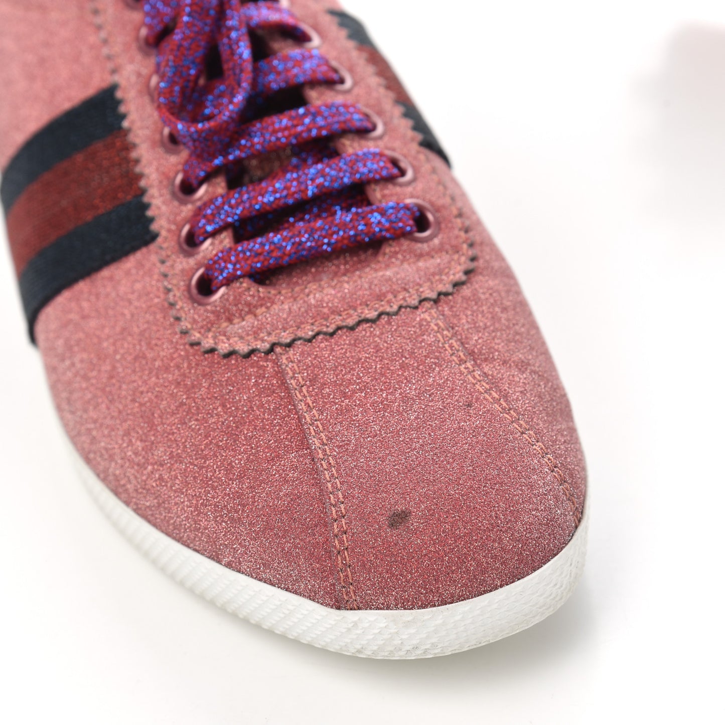 Glitter Fabric Studded Web Womens Sneakers 38 Rosso