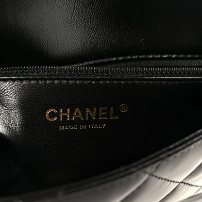 Chanel Shiny Lambskin Quilted Golden Links Top Handle Flap Black 6 of 12