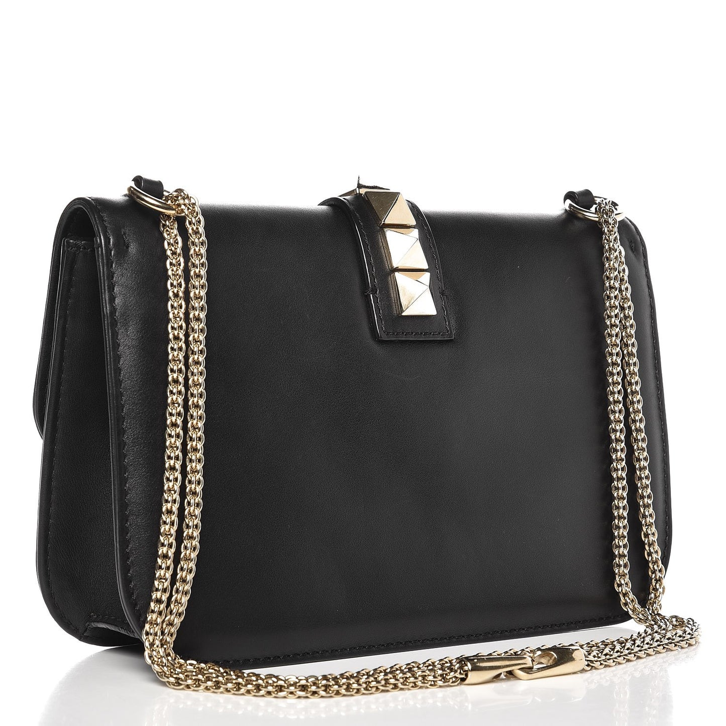Vitello Medium Glam Lock Rockstud Flap Black
