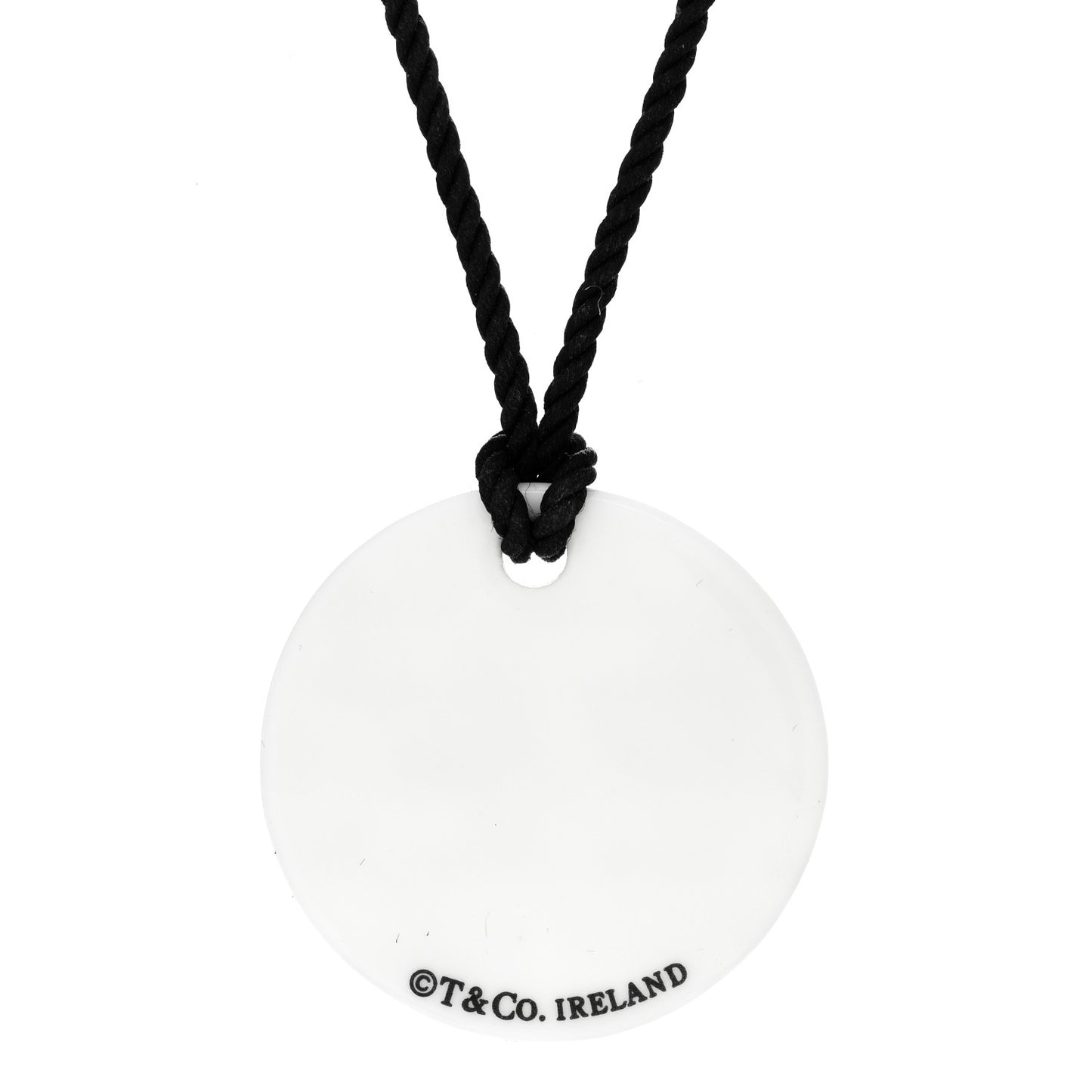 Sterling Silver Bone China Notes Round Pendant Cord Necklace White