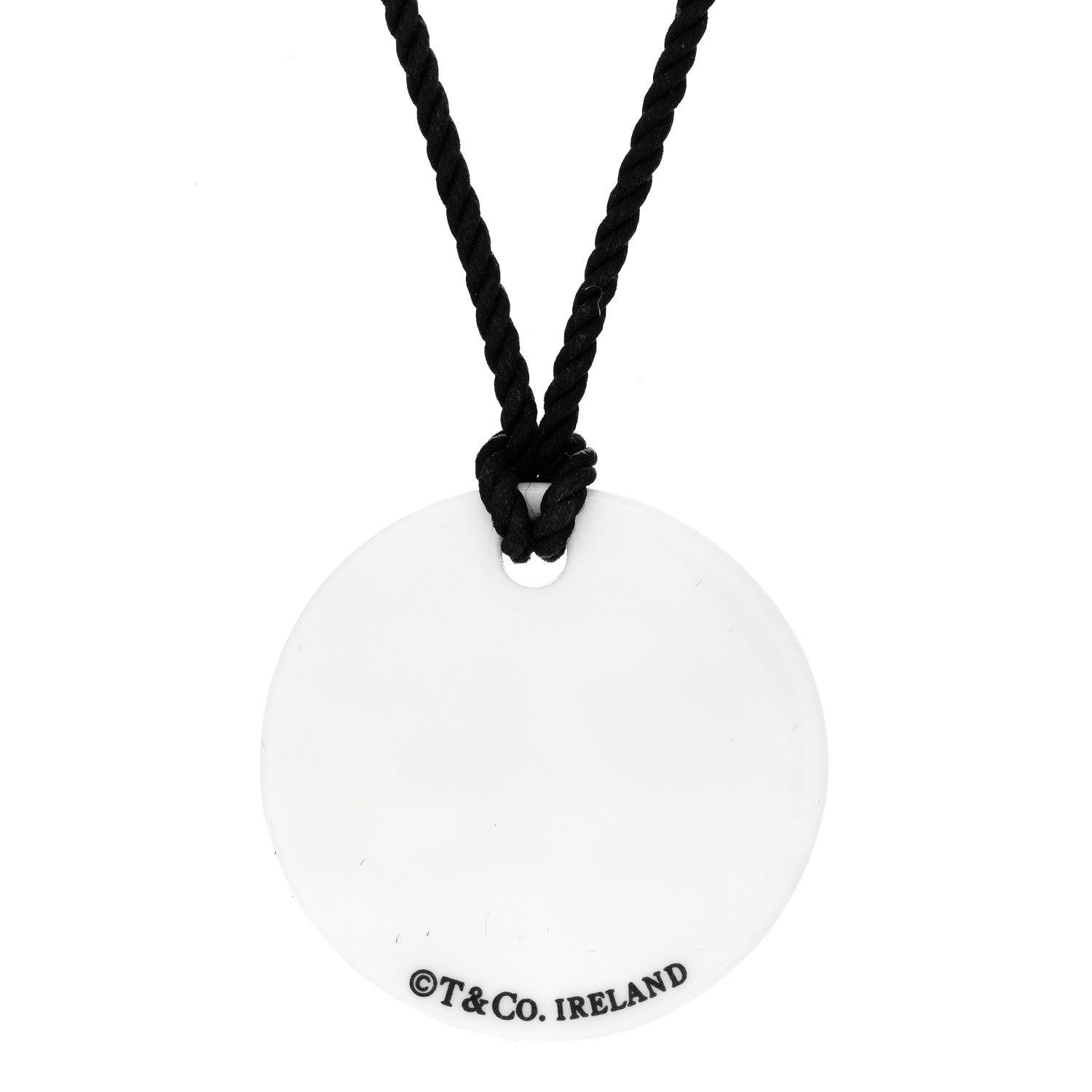 Tiffany Sterling Silver Bone China Notes Round Pendant Cord Necklace White 3 of 3