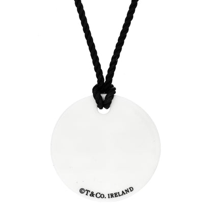 Tiffany Sterling Silver Bone China Notes Round Pendant Cord Necklace White 3 of 3