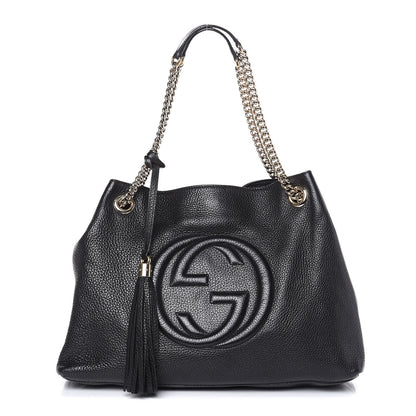 Gucci Pebbled Calfskin Medium Soho Chain Shoulder Bag Black 1 of 11