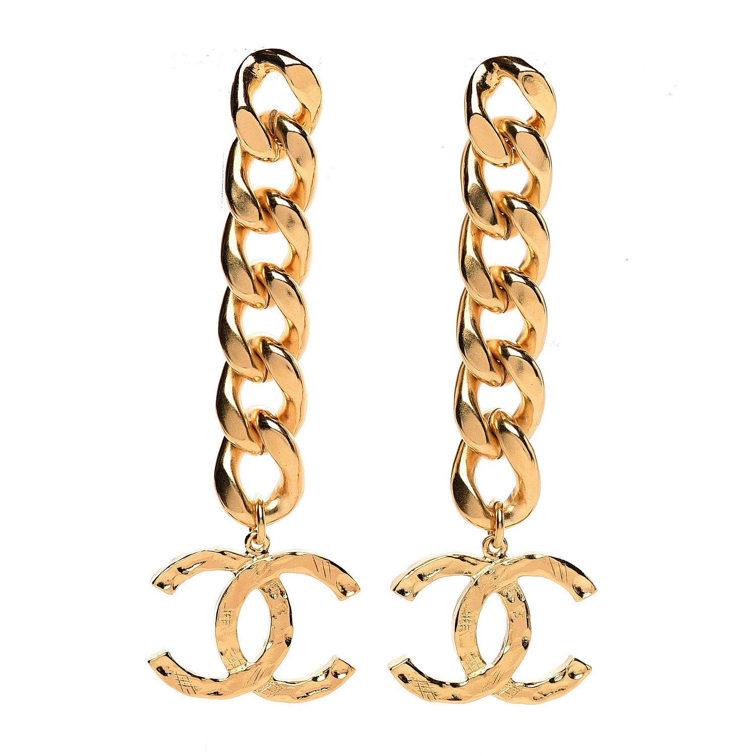 Chanel Metal CC Pick Drop Earrings Gold 1 of 5