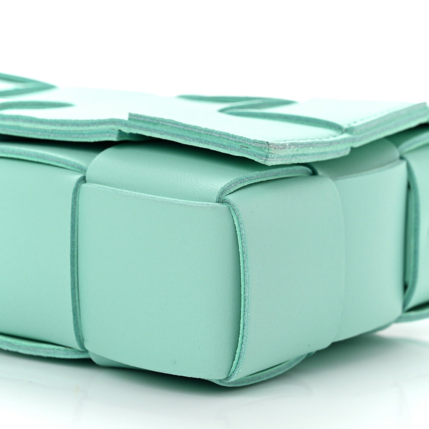 Lambskin Maxi Intrecciato Small Cassette Crossbody Bag Celadon