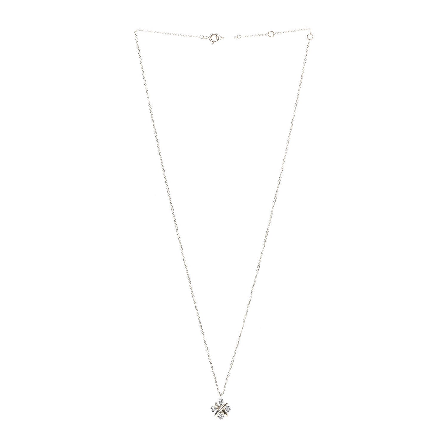 Platinum 18K Yellow Gold Diamond Schlumberger Lynn Pendant Necklace