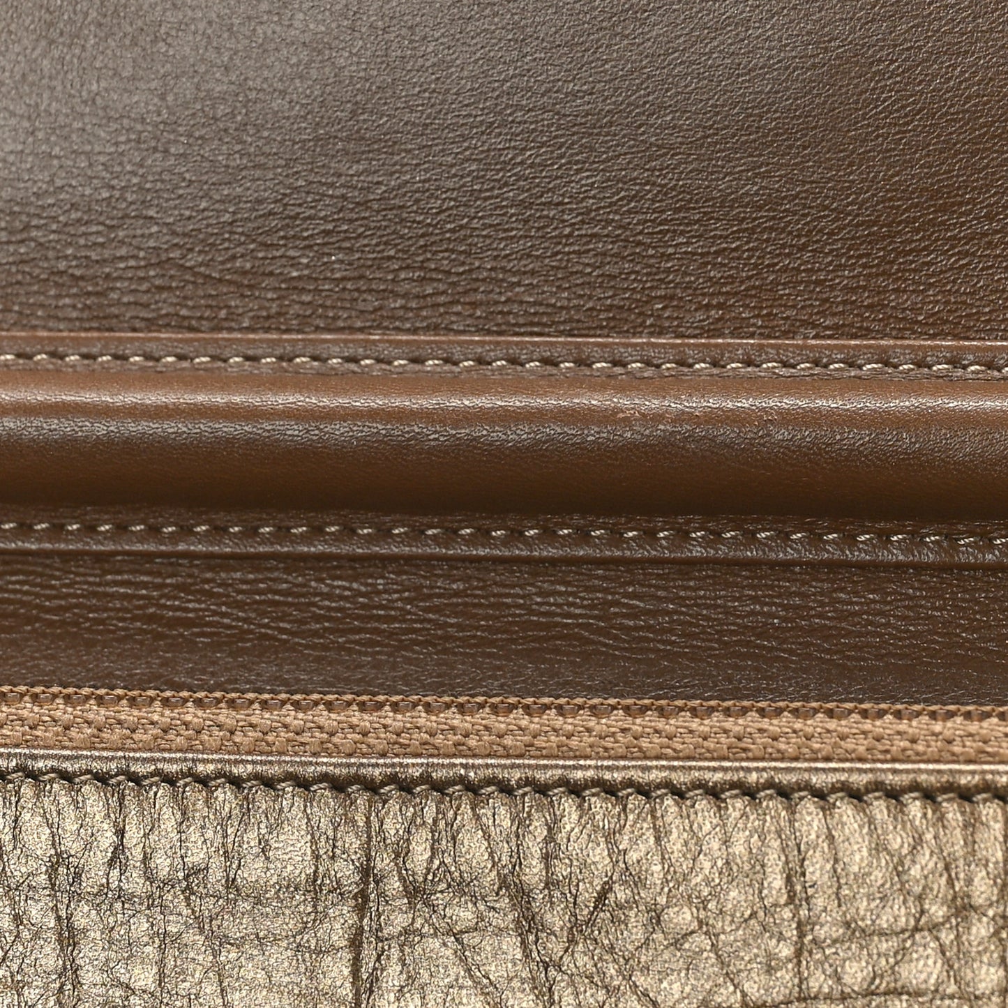 Metallic Aged Calfskin Quilted Reissue Wallet On Chain WOC Gold
