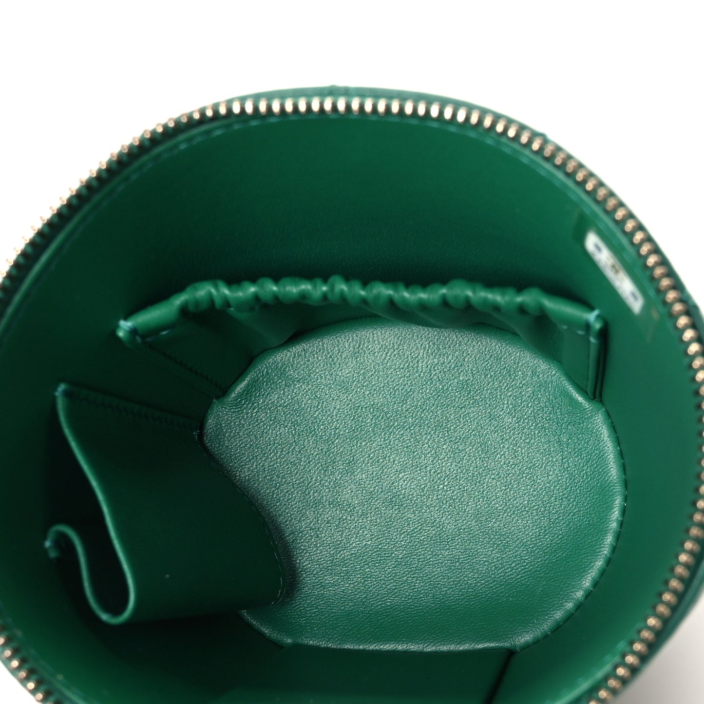 Lambskin Quilted Afternoon Tea Top Handle Vanity Case With Chain Green