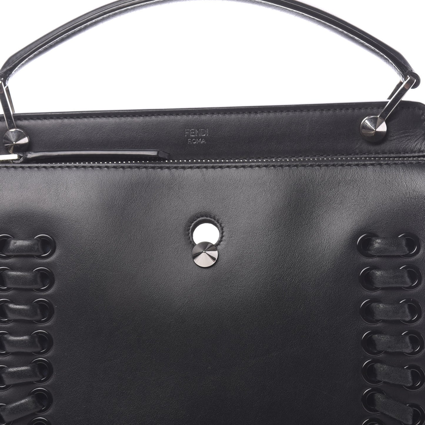 Vitello Baltico Dolce Shiny Nappa Lace Up DotCom Satchel Black Blue